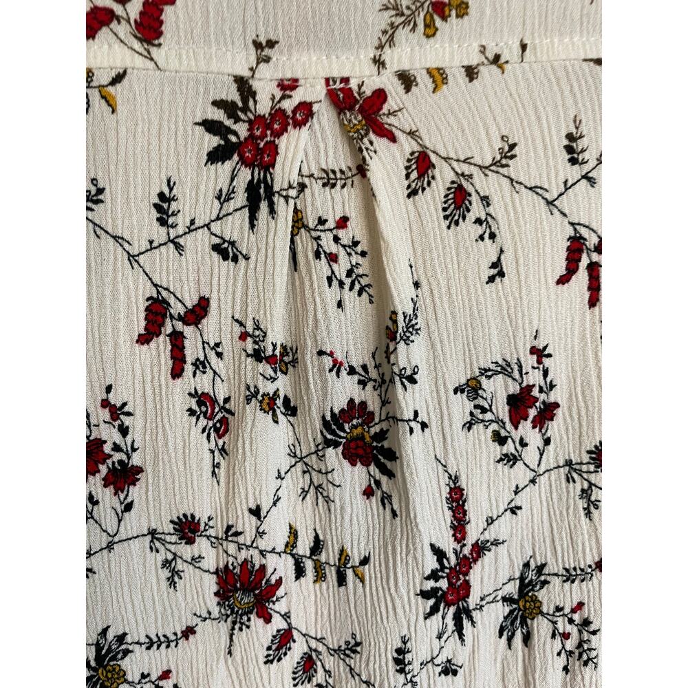 POL Ombre Floral Button Up Blouse Sz M Pink Red Cream Boho Gauze Top Casual - Picture 7 of 11